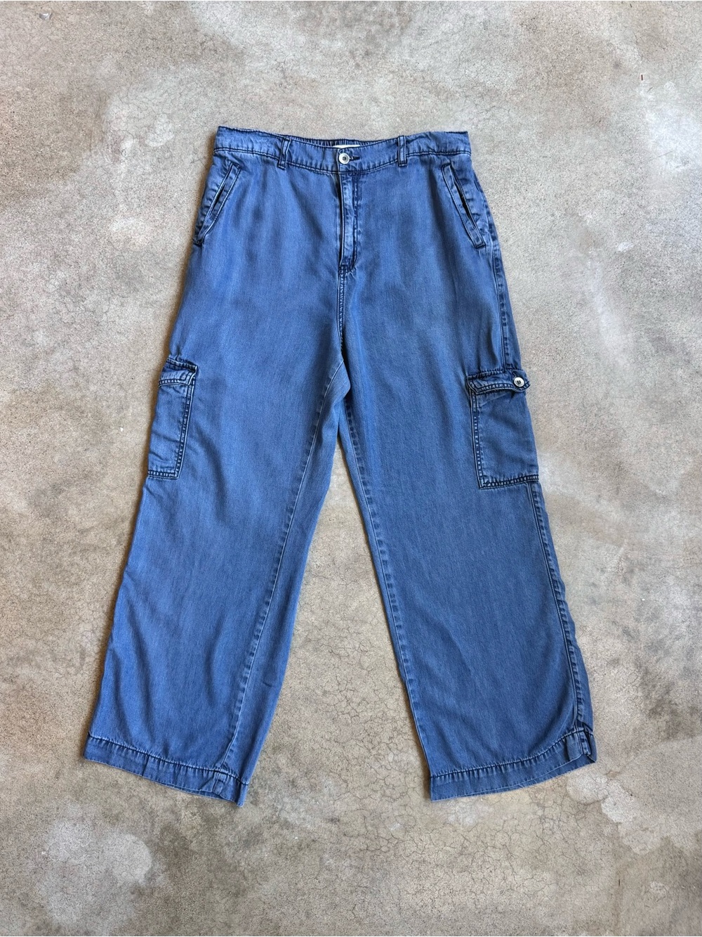 Happily Grey Lyocell Wide-Leg Cargo Pants